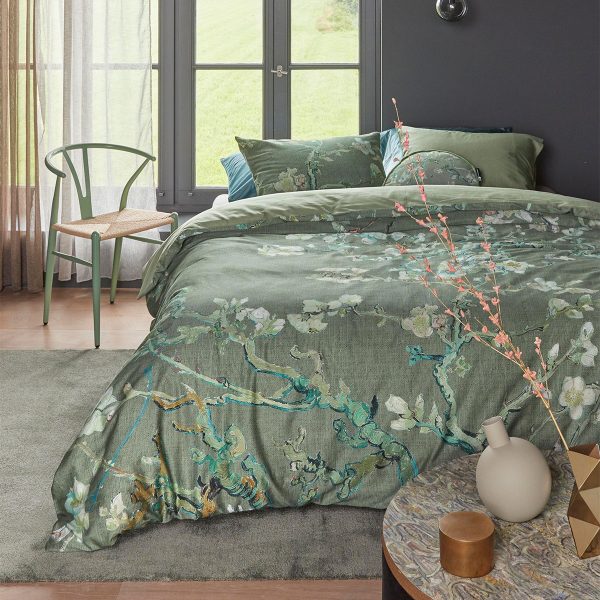 Blossoming Green Cotton Sateen Quilt Cover Set Queen