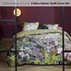 Charming Green Cotton Sateen Quilt Cover Set Queen