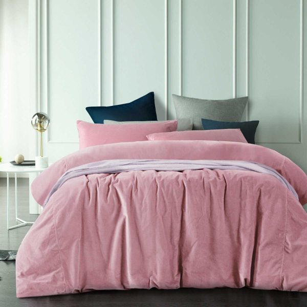 Cotton Velvet Quilt Cover Set Smokey Rose King