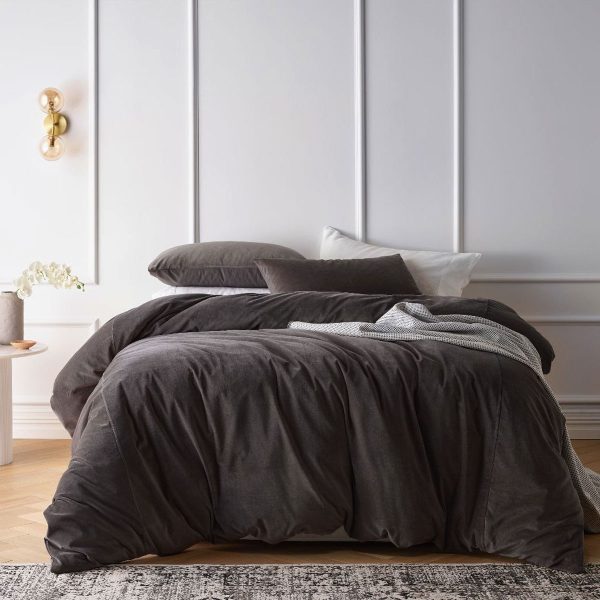 Cotton Velvet Quilt Cover Set Storm Grey King