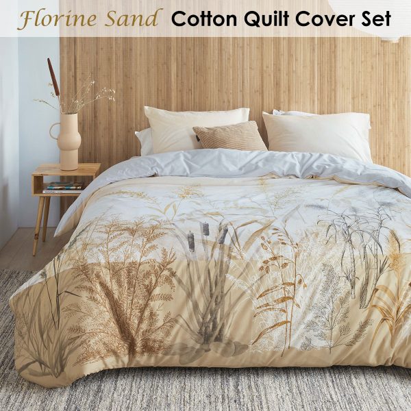 Florine Sand Cotton Quilt Cover Set Queen