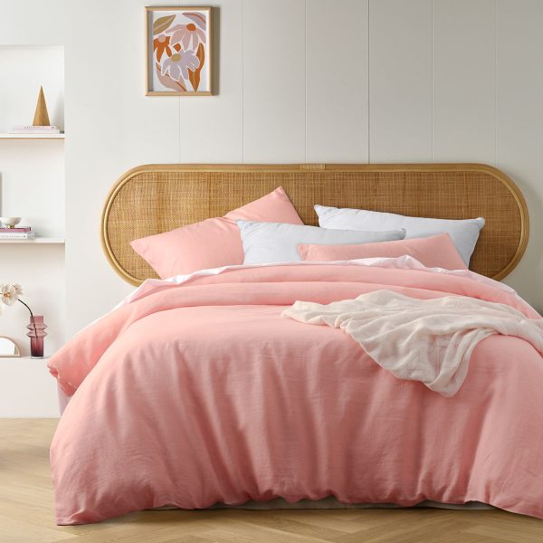 Peach French Linen Quilt Cover Set Queen