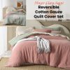 Hugo Reversible Clay Sage Cotton Gauze Quilt Cover Set Queen