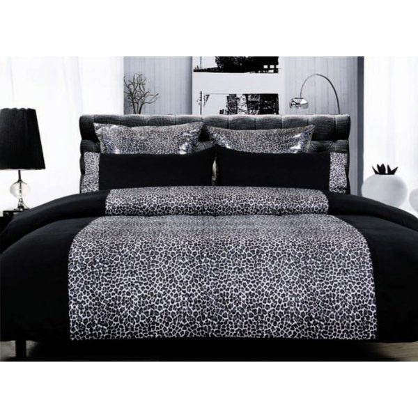 LEOPARD Quilt Cover Set Black Single