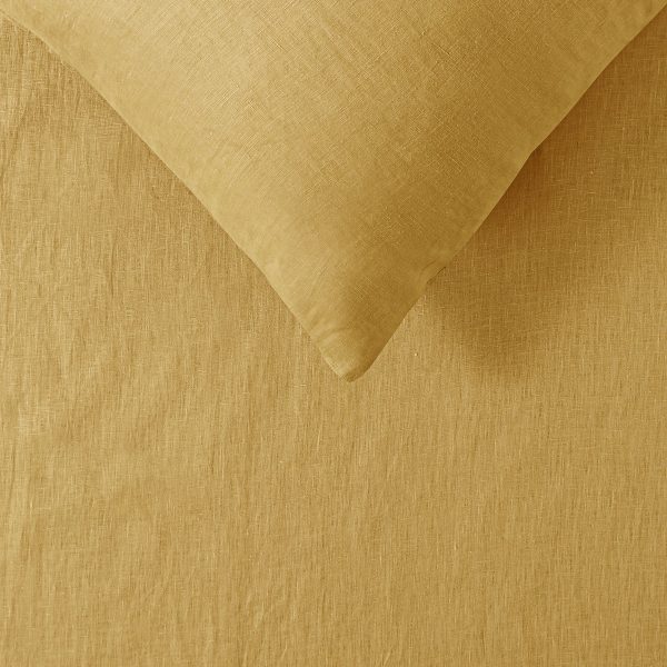 100% Linen Ochre Quilt Cover Set Queen