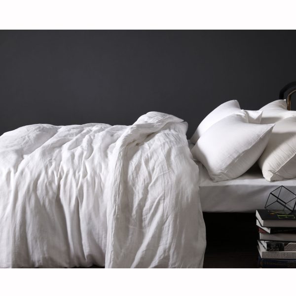 100% Linen White Quilt Cover Set QUEEN