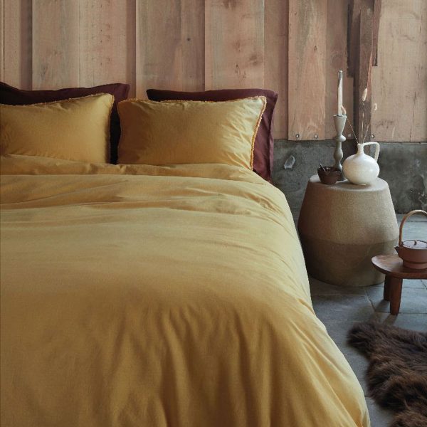 Natural Stone Fraying Yellow Quilt Cover Set Queen