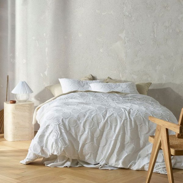 Orion White Cotton Quilt Cover Set Double