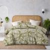 Betty Otway Moss Green Washed Cotton Printed Quilt Cover Set Double