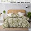 Betty Otway Moss Green Washed Cotton Printed Quilt Cover Set Double