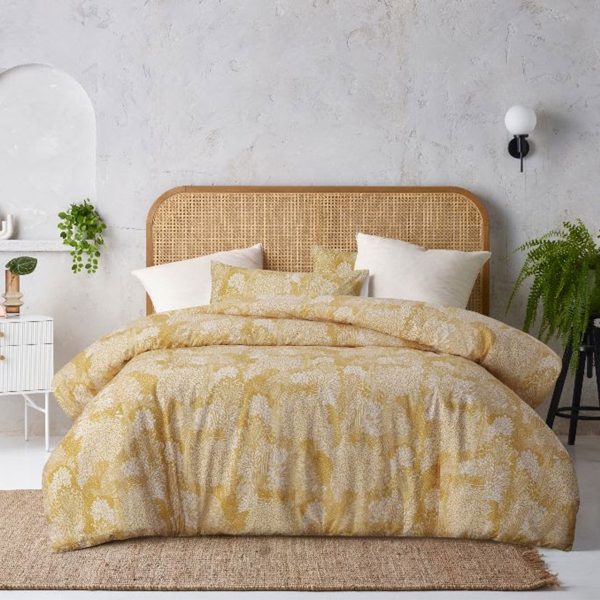 Betty Otway Ochre Washed Cotton Printed Quilt Cover Set King