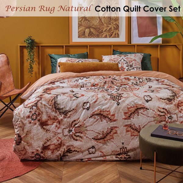 Persian Rug Natural Cotton Quilt Cover Set Queen