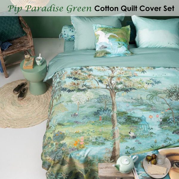 Pip Paradise Green Quilt Cover Set Super King