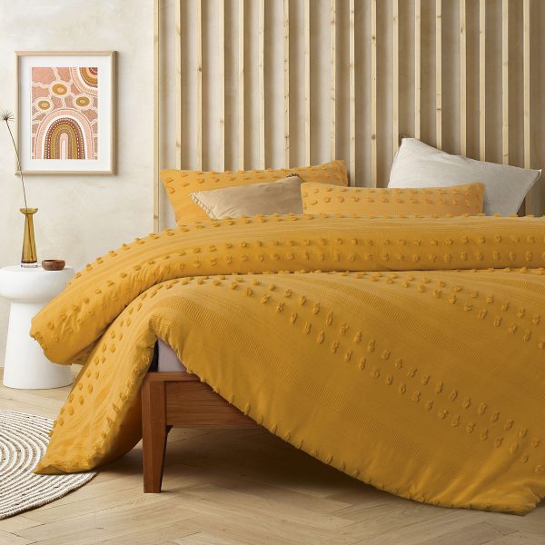 Sans Sovci Ochre Cotton Quilt Cover Set Single