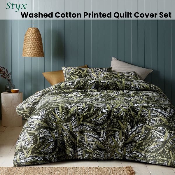 Styx Washed Cotton Printed Quilt Cover Set King