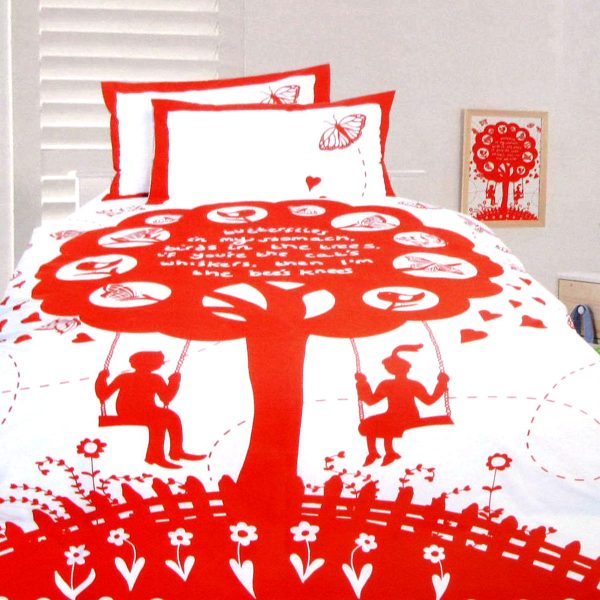 The Bees Knees Red Quilt Cover Set Double