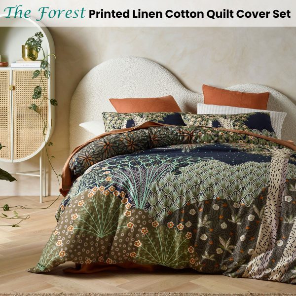 The Forest Printed Linen Cotton Quilt Cover Set Queen