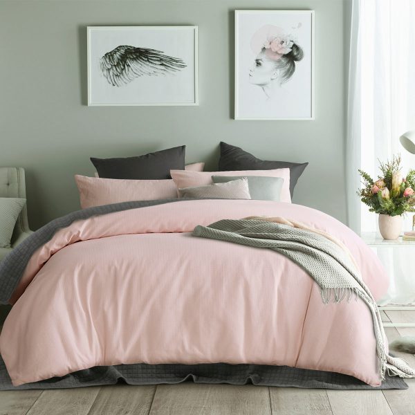 Waffle Blush Cotton Quilt Cover Set Queen