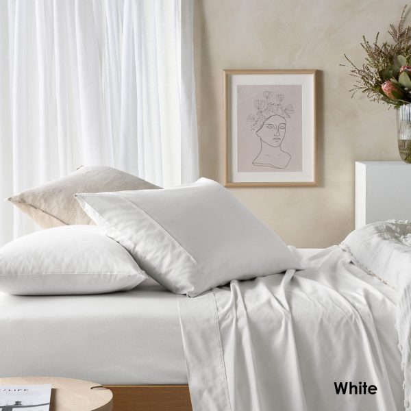 225TC Cotton Eucalyptus Sheet Sets White Single