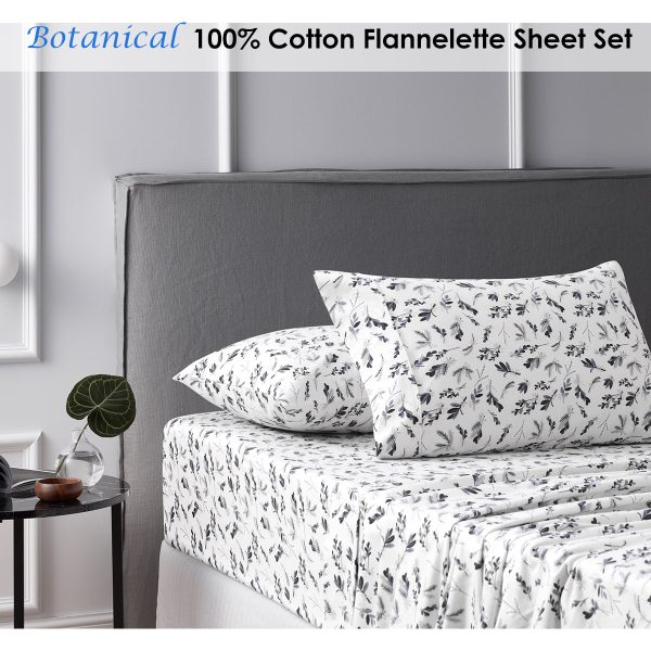 Cotton Flannelette Sheet Set Botanical Single