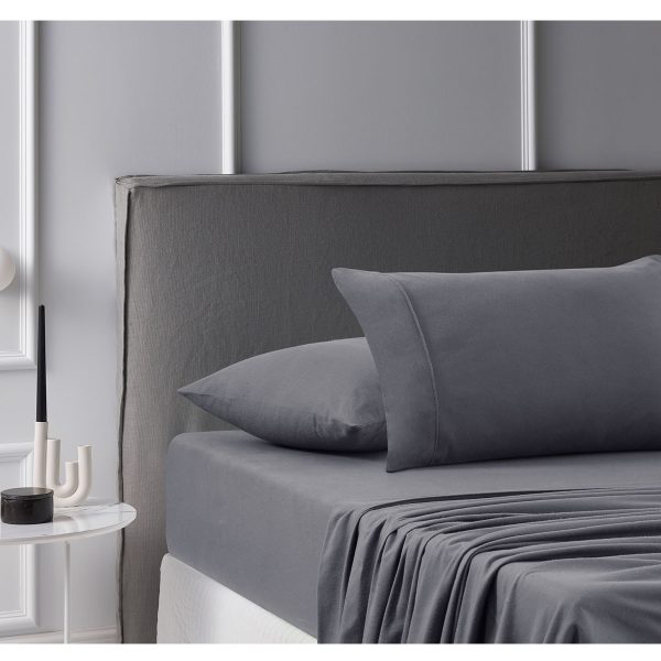 Cotton Flannelette Sheet Set Grey Double