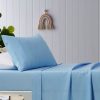 Blue Plain Dyed Microfibre Sheet Set Double