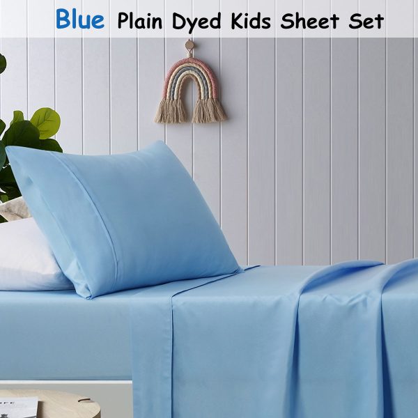 Blue Plain Dyed Microfibre Sheet Set Double