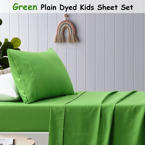 Green Plain Dyed Microfibre Sheet Set King Single