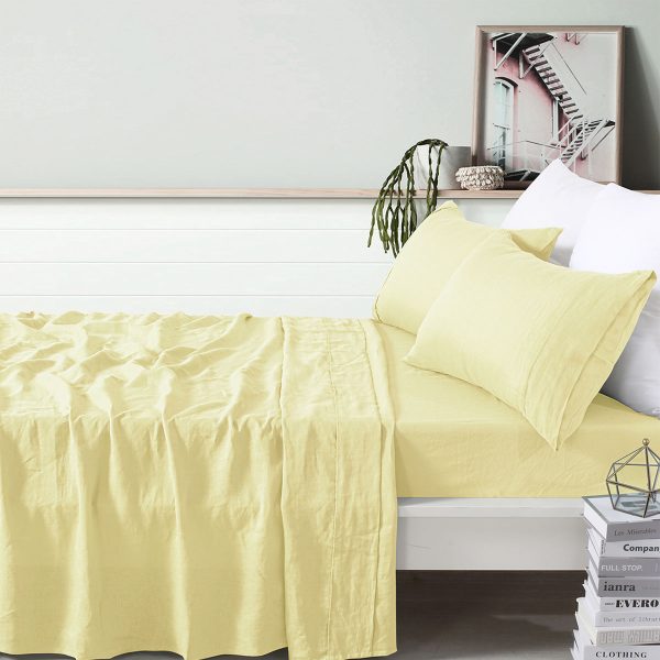 100% Linen Butter Sheet Set Double