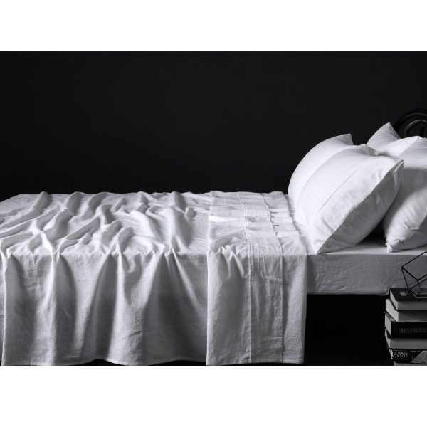 100% Linen White Sheet Set SUPER KING