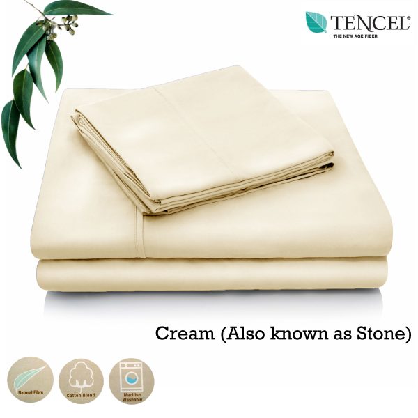 Tencel Cotton Blend Sheet Set Cream (Also Known as Stone) Single