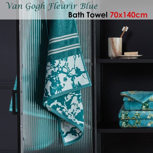 Van Gogh Fleurir Blue Bath Towel