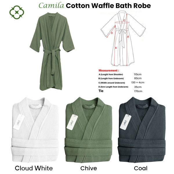 Camila Cotton Waffle Bath Robe Coal