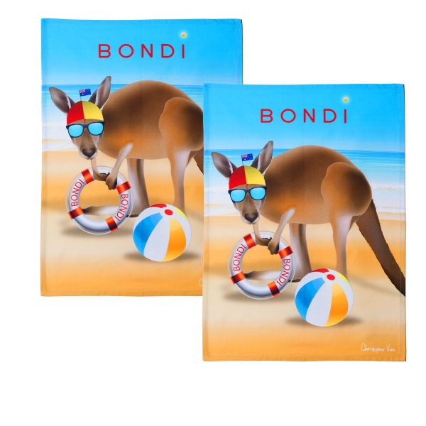 IDC Homewares Set of 2 Christopher Vine Design Tea Towels – Bondi Beach