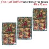 Set of 3 Festival Ribbon Christmas 100% Linen Tea Towels 45 x 72 cm