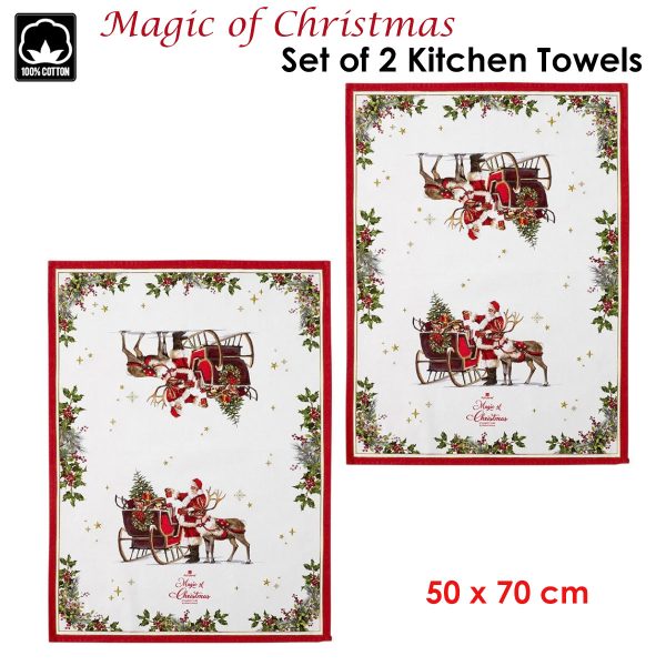 Ashdene Magic of Christmas by Richard Macneil Set of 2 Cotton Kitchen Towels 50 x 70 cm