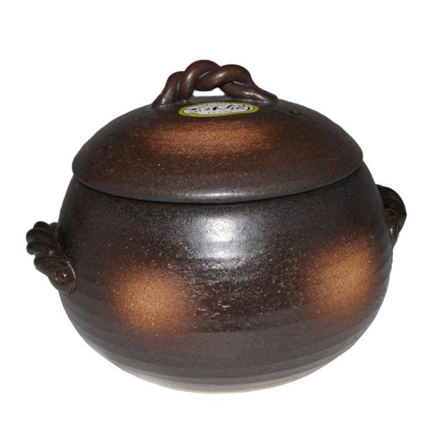 Japanese Yorozufuru-sho Brown Chestnut 7# Rice Clay Pot  – Made in Japan – 4L