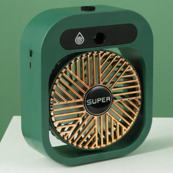 JY Ice Fog USB Air Conditioning Mist Humidfier Mini Fan – Green