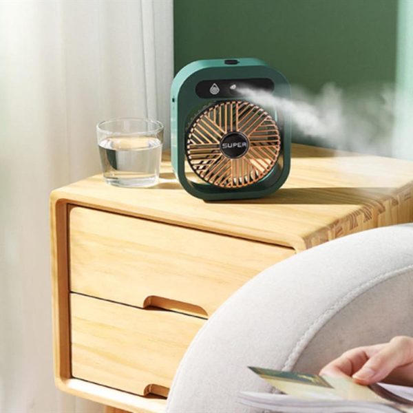 JY Ice Fog USB Air Conditioning Mist Humidfier Mini Fan – Green