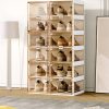 Cubes Storage Folding Shoe Box With 2 Column & 16 Grids & 8 Brown Door