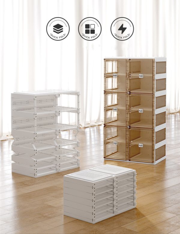 Cubes Storage Folding Shoe Box With 2 Column & 16 Grids & 8 Brown Door