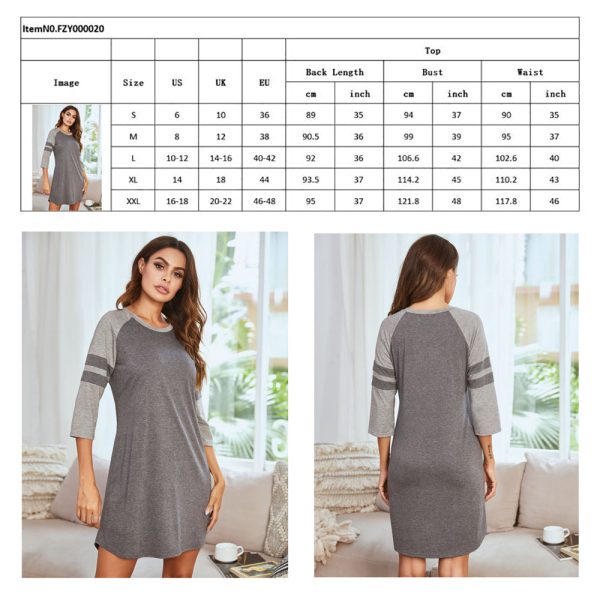 Polycotton Color Matching Women Nightgown 3/4 Sleeve Night Dress UK Size – XXL