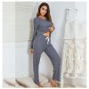 Polycotton Thicken Knit Tracksuit Set Jogger Set Lounge Wear UK Size – XXL