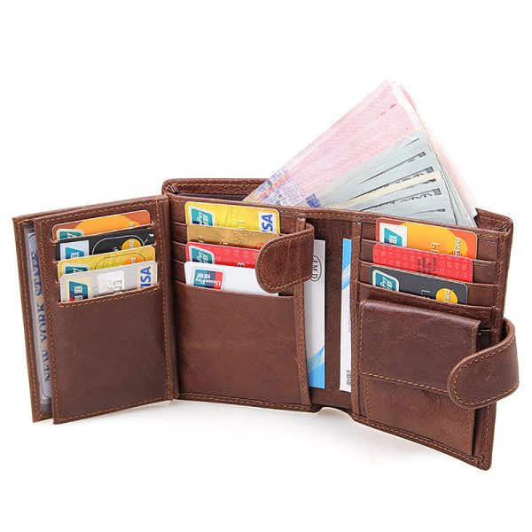 Genuine leather men wallets High-quality Multi card short wallet Men’s Cow Leather RFID Card Holder