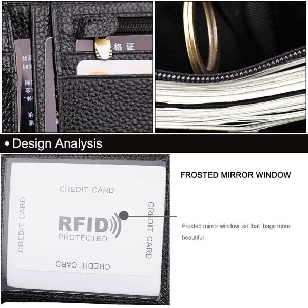 Men’s Genuine Leather Bilfold Wallet RFID Blocking Card Holder Zipper Coin Purse