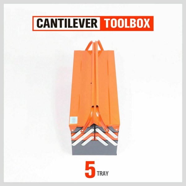 5-Tray Steel Cantilever Tool Storage Box Portable Parts Organiser Carry Holder