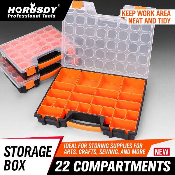 22 Compartments Parts Storage Box Tool Organizer Plastic Bin Carry Case