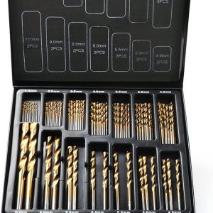 99Pc Drills Set HSS Titanium Coated Wood Plastic Metal Metric 1.5-10mm With Case