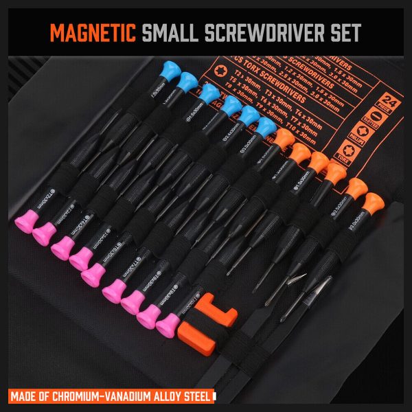 24-Piece Magnetic Precision Screwdriver Set – Small Screwdrivers for Eyeglasses, Phones, Watches Electronics Repair