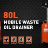 HORUSDY 80L Mobile Waste Oil Drainer Telescopic Workshop Fluid Collection Tank